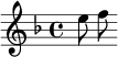  \relative c'' { \key f \major e8 f } 
